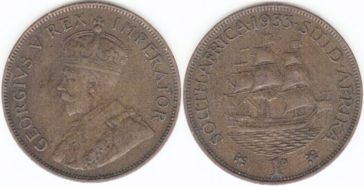 1933 South Africa Penny A001894
